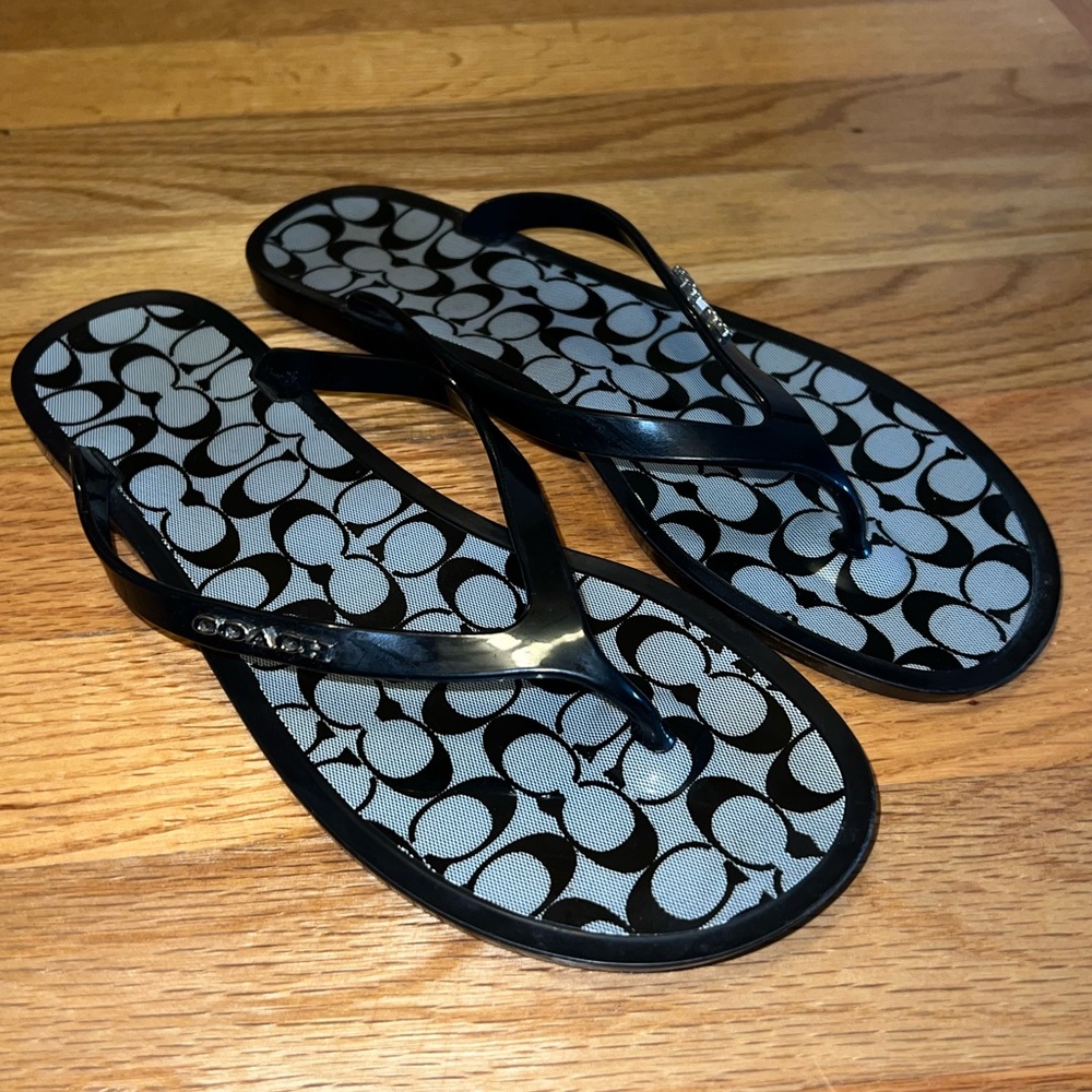 COACH hard jelly flip flops